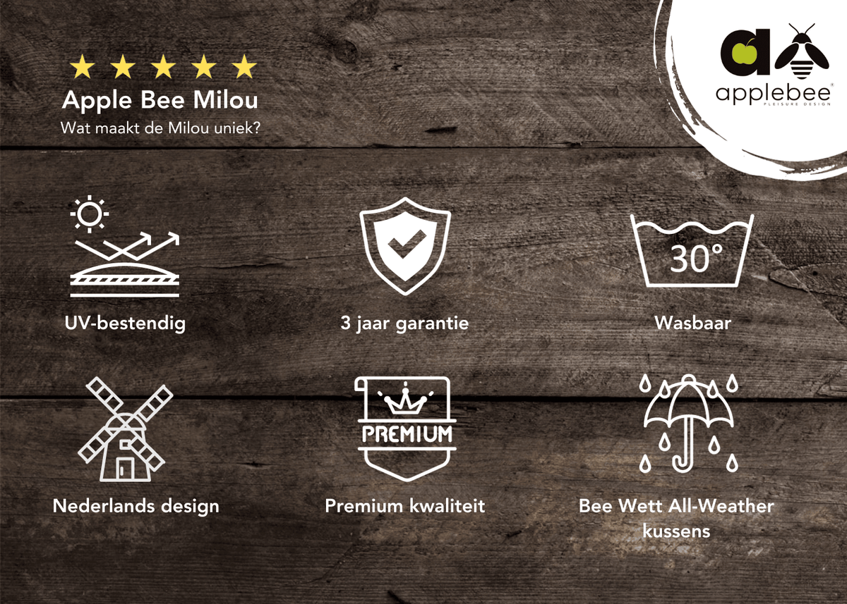 Apple Bee Milou Barset 5-delig - Zwart