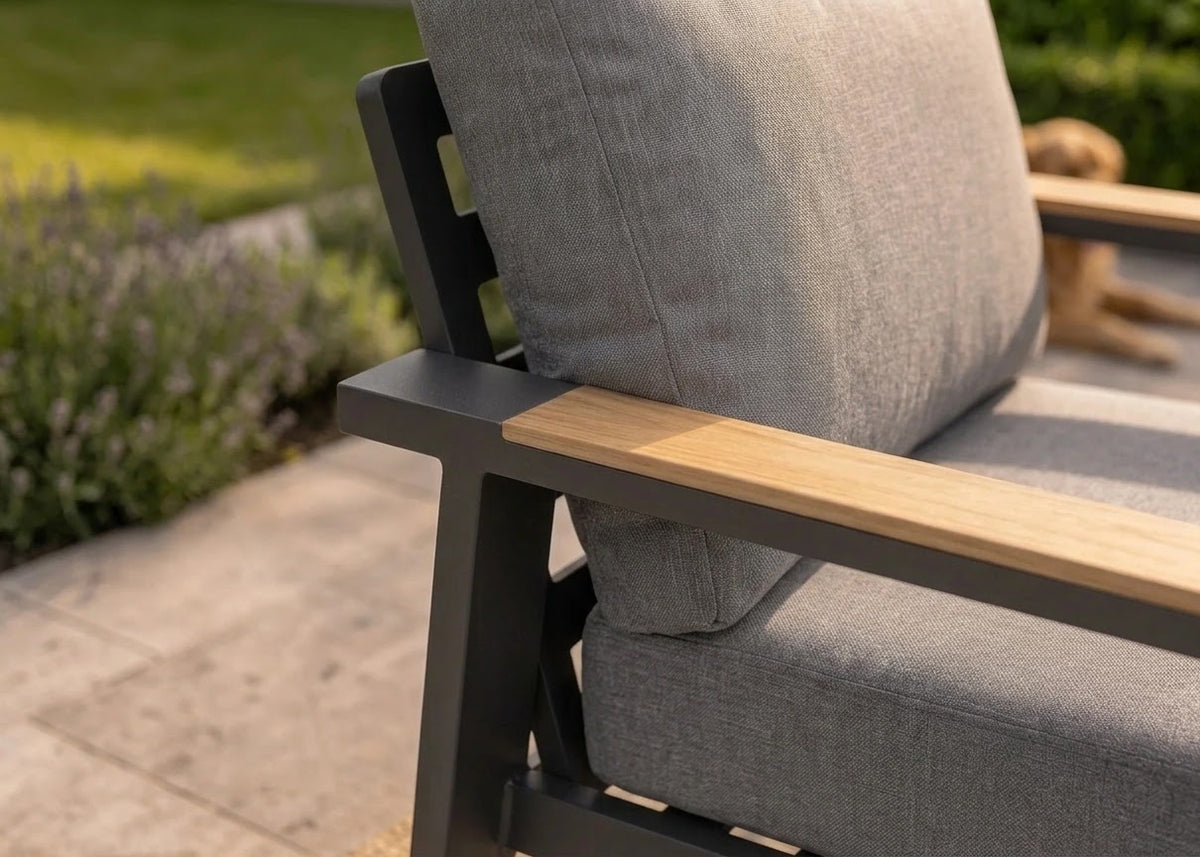 Belito Birmingham/Lotte Loungestoel | Antraciet Aluminium | Grijze Kussens | 1 Persoon