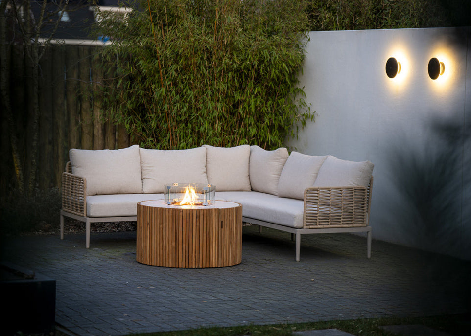 Easyfires Ibiza Fire Table 90 cm round – White - Ceramic - Including Glass Set