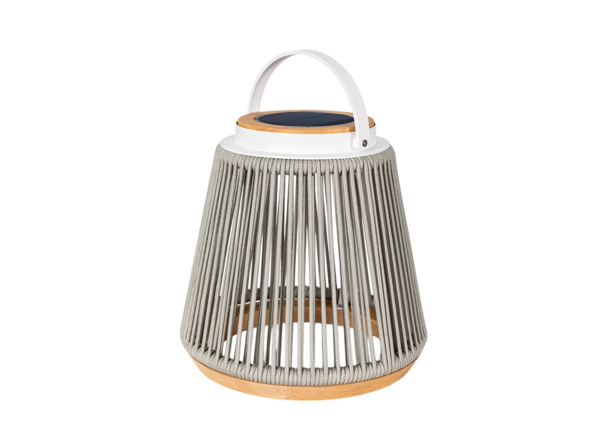 Rocca solar garden atmosphere lamp - aluminum - rope - light grey - set