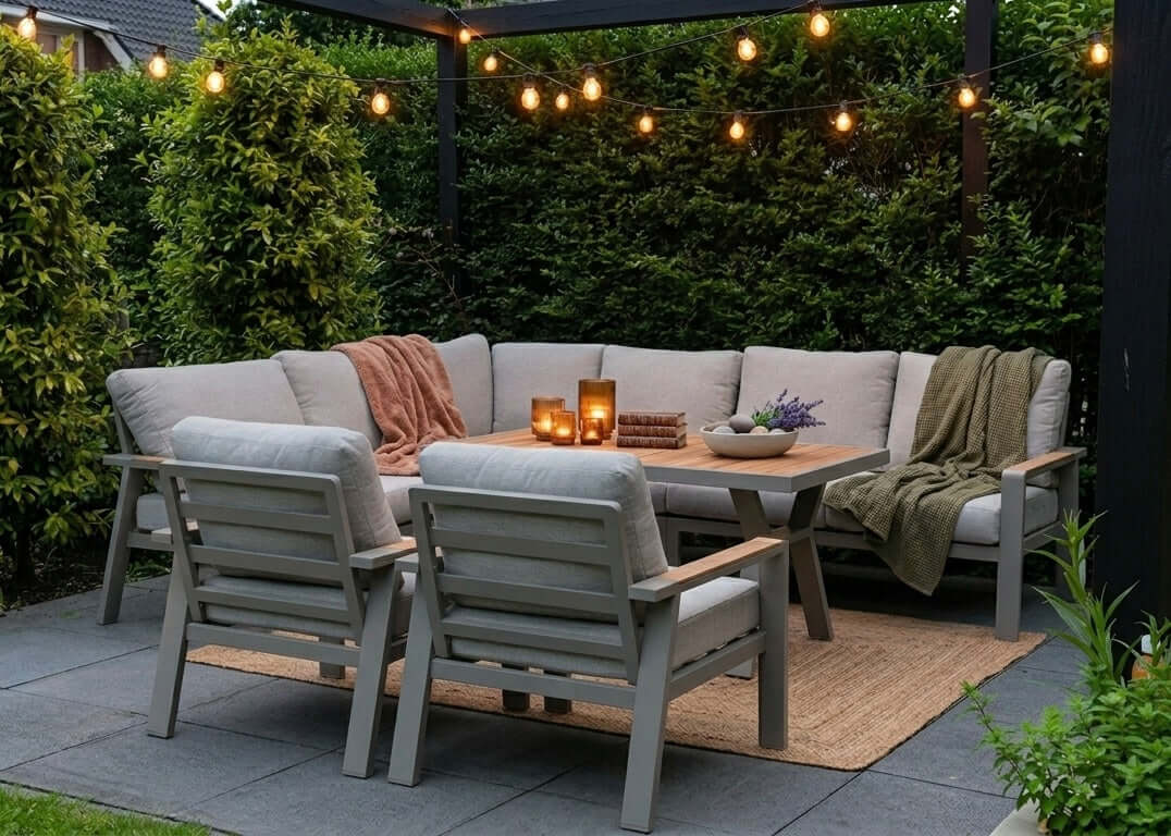 Belito Lotte diningtafel Taupe hoog, sfeerbeeld