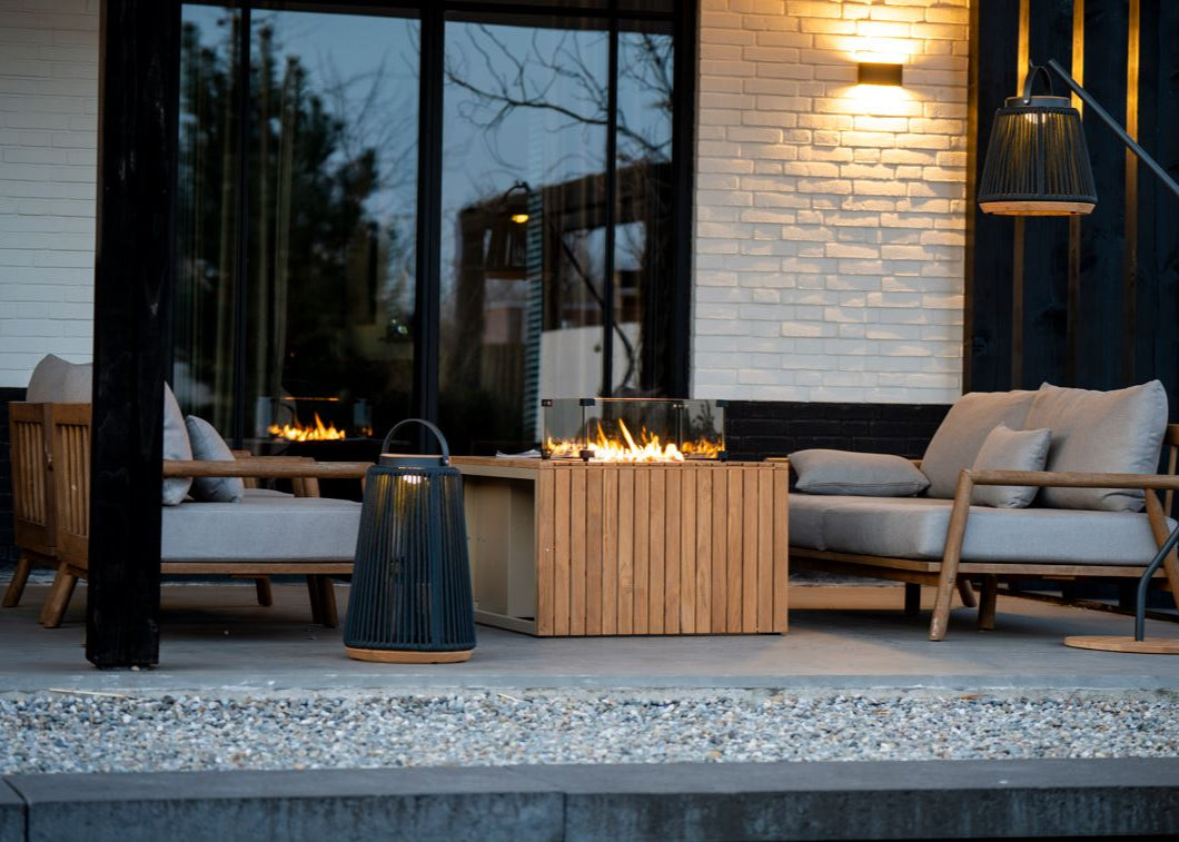Easyfires Mida Fire Table 95 x 95 cm – Taupe - Including Glass Set