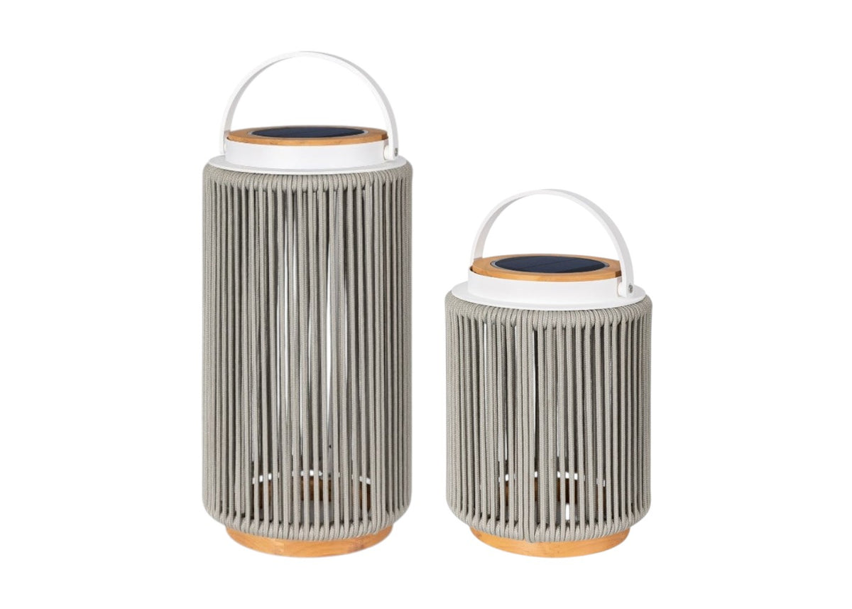 Valentino solar garden lamp - aluminium - teak - light grey - set