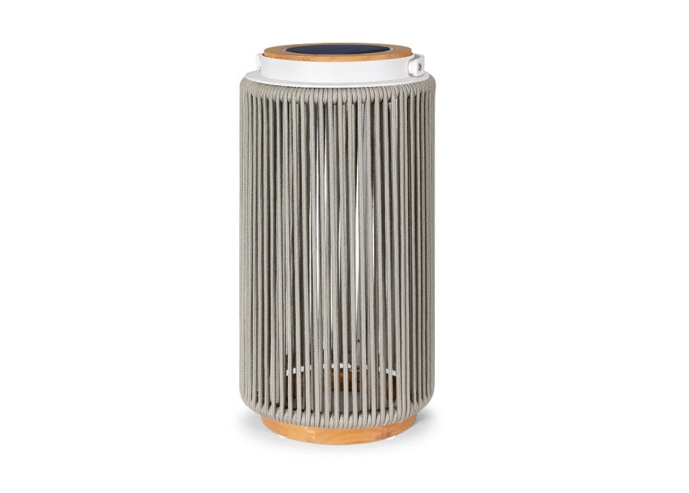 Valentino solar garden mood lamp - aluminum - teak - light grey - 48 cm