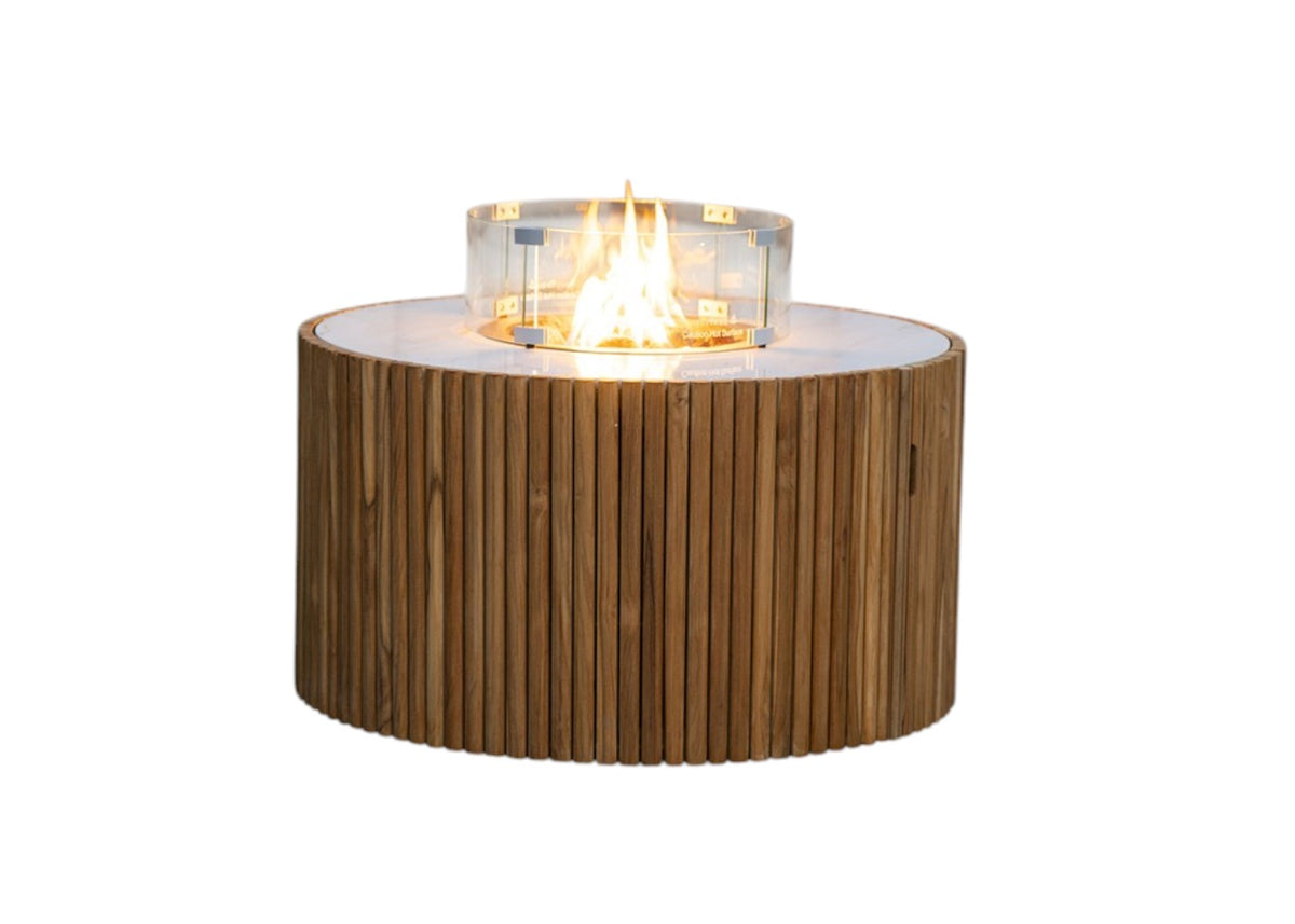 Easyfires Ibiza Fire Table 90 cm round – White - Ceramic - Including Glass Set