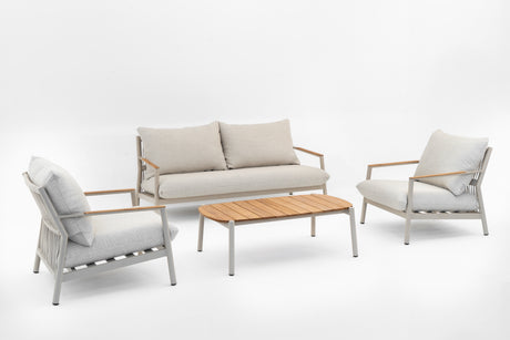 Belito Julia Stoel-Bank Loungeset 4-delig | Taupe | Aluminium & Rope | 4-5 Personen