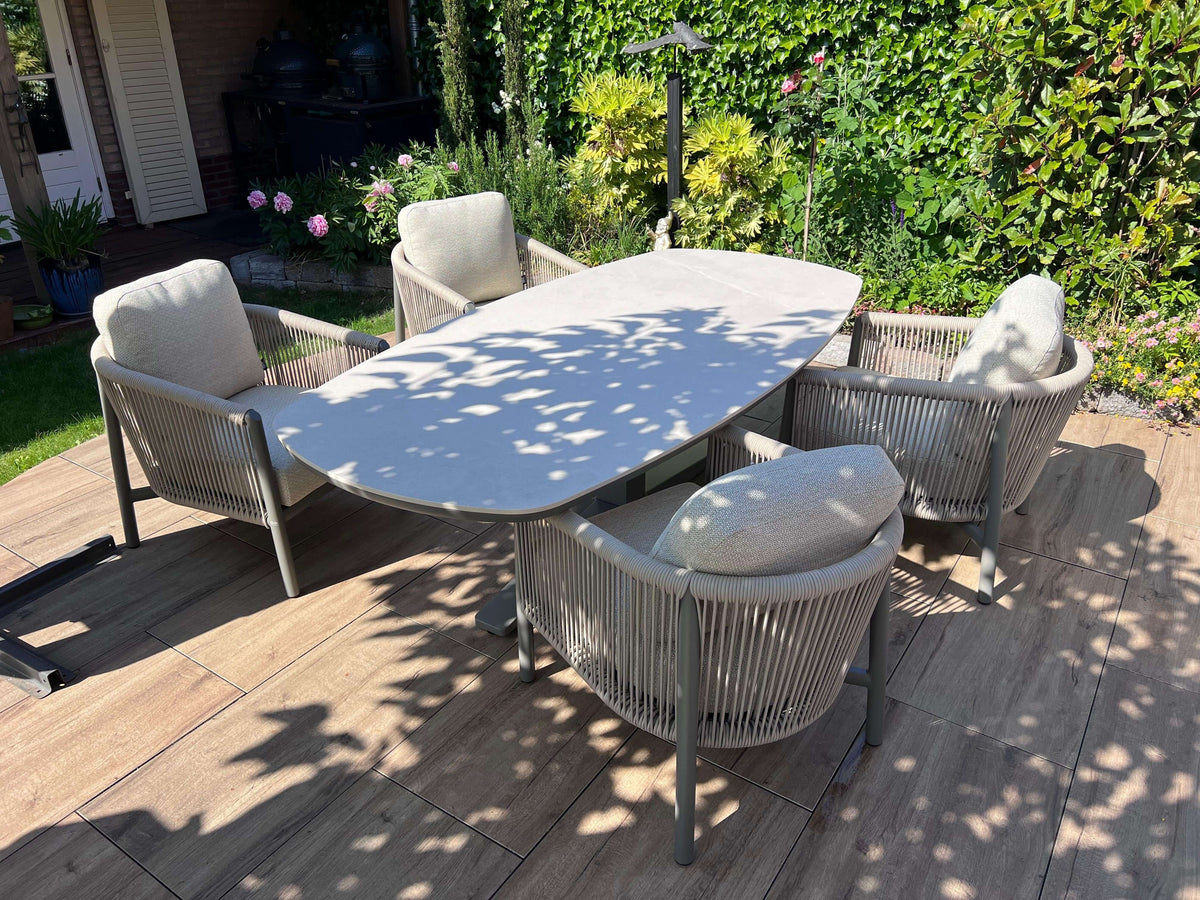 Apple Bee Bora Bora | Zanzibar Low Dining set | Sintered Stone 220cm | 5 Delig