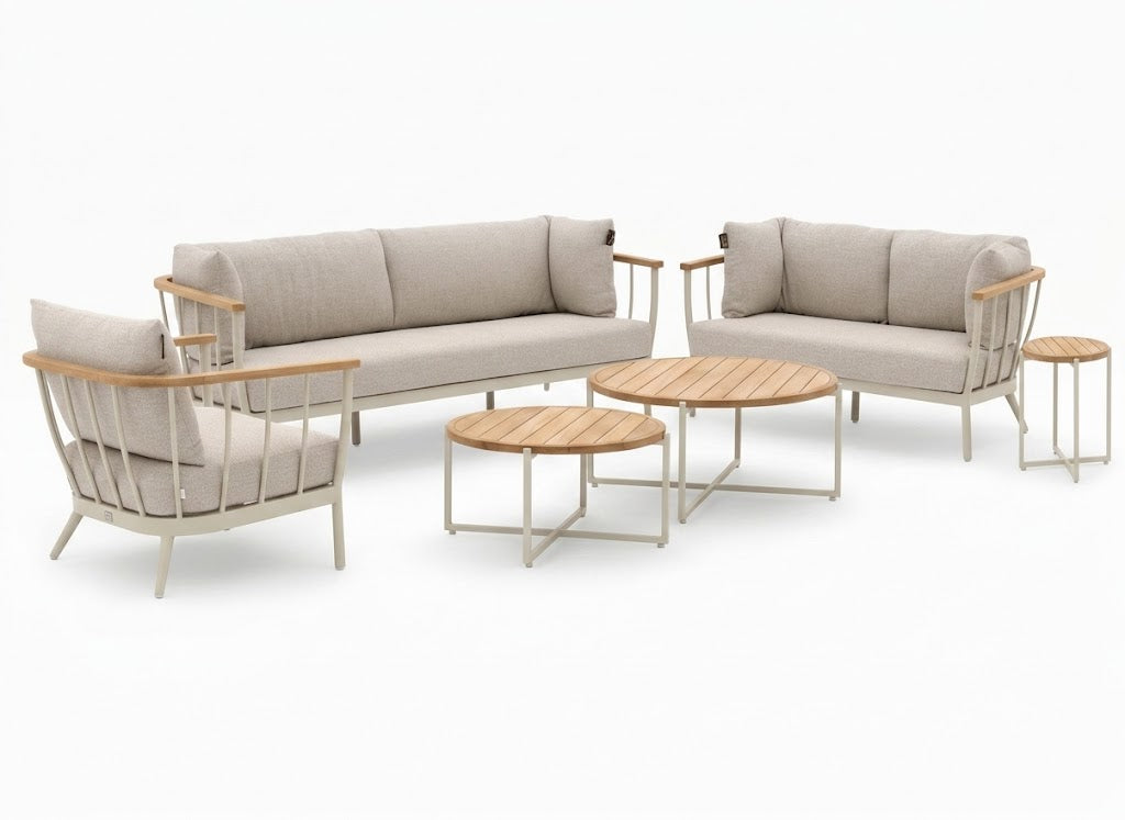 Apple Bee Condor Loungeset Nr.1 Oyster - 6-delig met 2 banken, stoel en 3 tafels