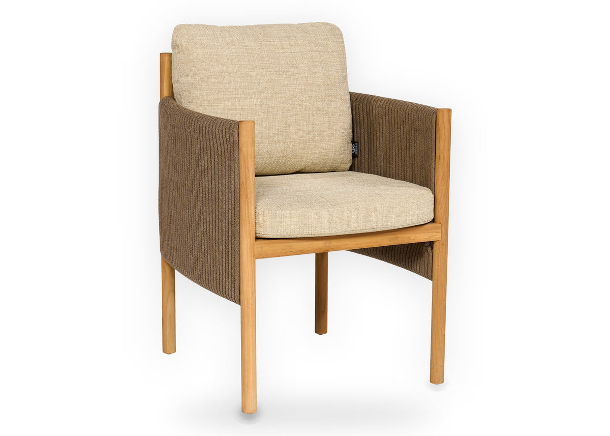 Apple Bee Sapporo dining tuinstoel teak rope Cotton Flower - vooraanzicht