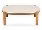 Apple Bee Sapporo loungetafel 79 x 79 cm teak met Oyster HPMS blad - schuin aanzicht