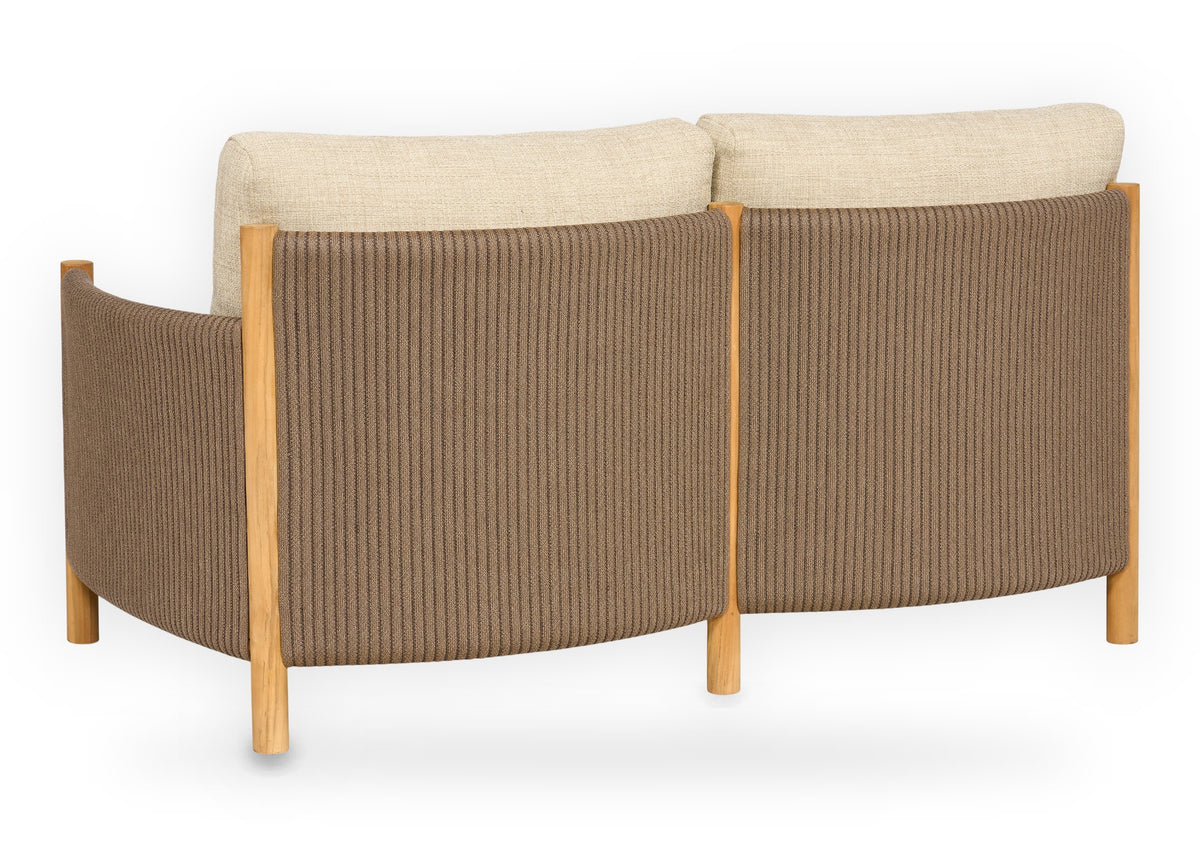 Apple Bee Sapporo loungebank 2-zits 165 cm teak rope Cotton Flower - achteraanzicht