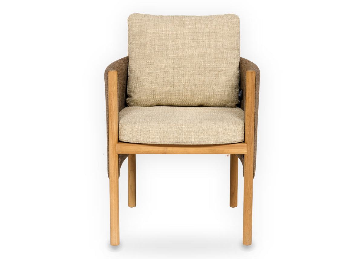 Apple Bee Sapporo dining tuinstoel teak rope Cotton Flower - schuin aanzicht