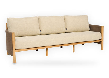 Apple Bee Sapporo loungebank 3-zits 238 cm teak rope Cotton Flower - vooraanzicht