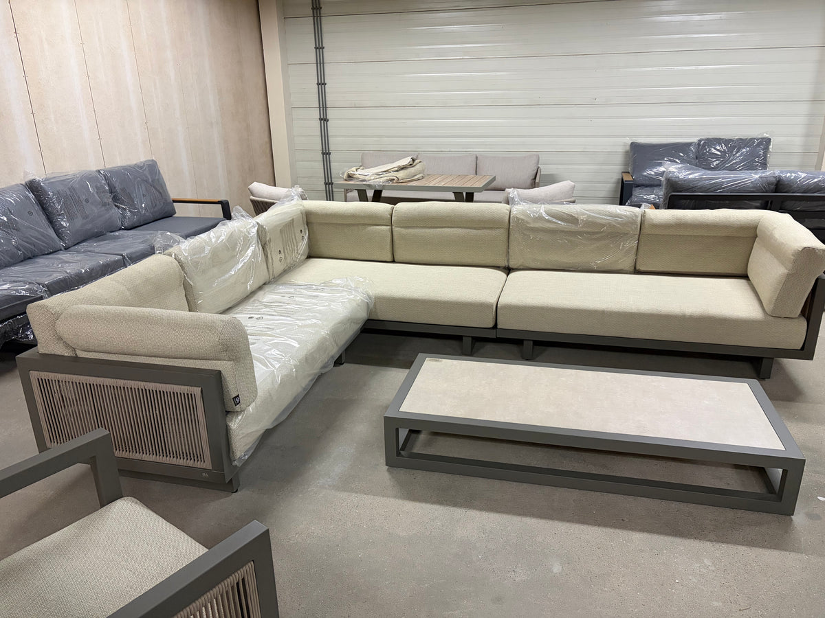 Apple Bee Santorini Loungeset | Rope | Rechts Lang + Grote Tafel | Demodeal