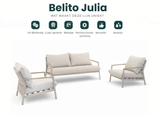 Belito Julia loungebank taupe aluminium met rope-afwerking en teakhouten armleuning