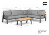 Aluminium-Lounge-Set-Ecksofa – Anthrazitfarbener Rahmen – 5-teilig – Belito Lotte