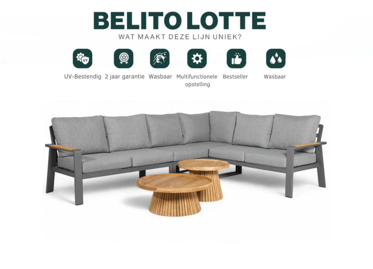 Belito Lotte Lounge Set Corner Sofa No. 7 | Anthracite Aluminum | 288 x 220 cm | 6-seater