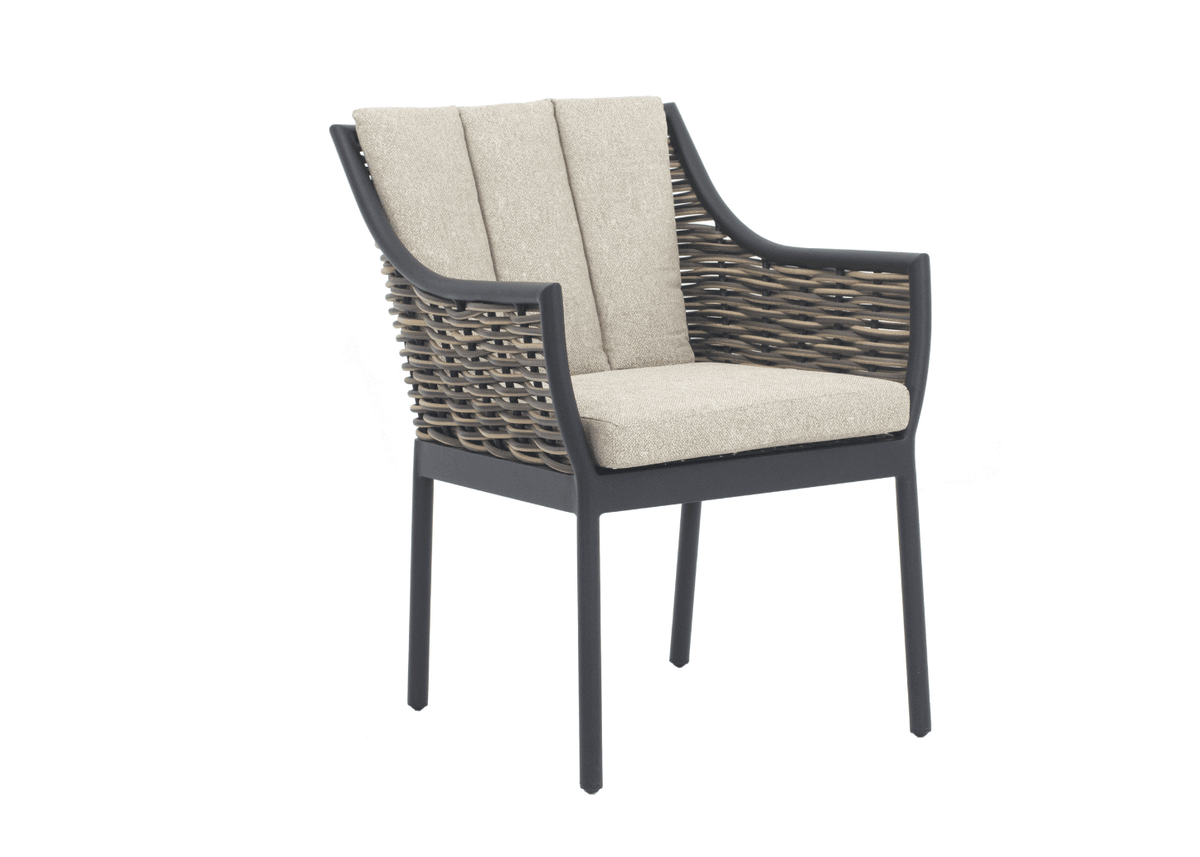 Apple Bee Milou tuinset 6 personen - stijlvolle tuinstoel van aluminium en wicker met kussen