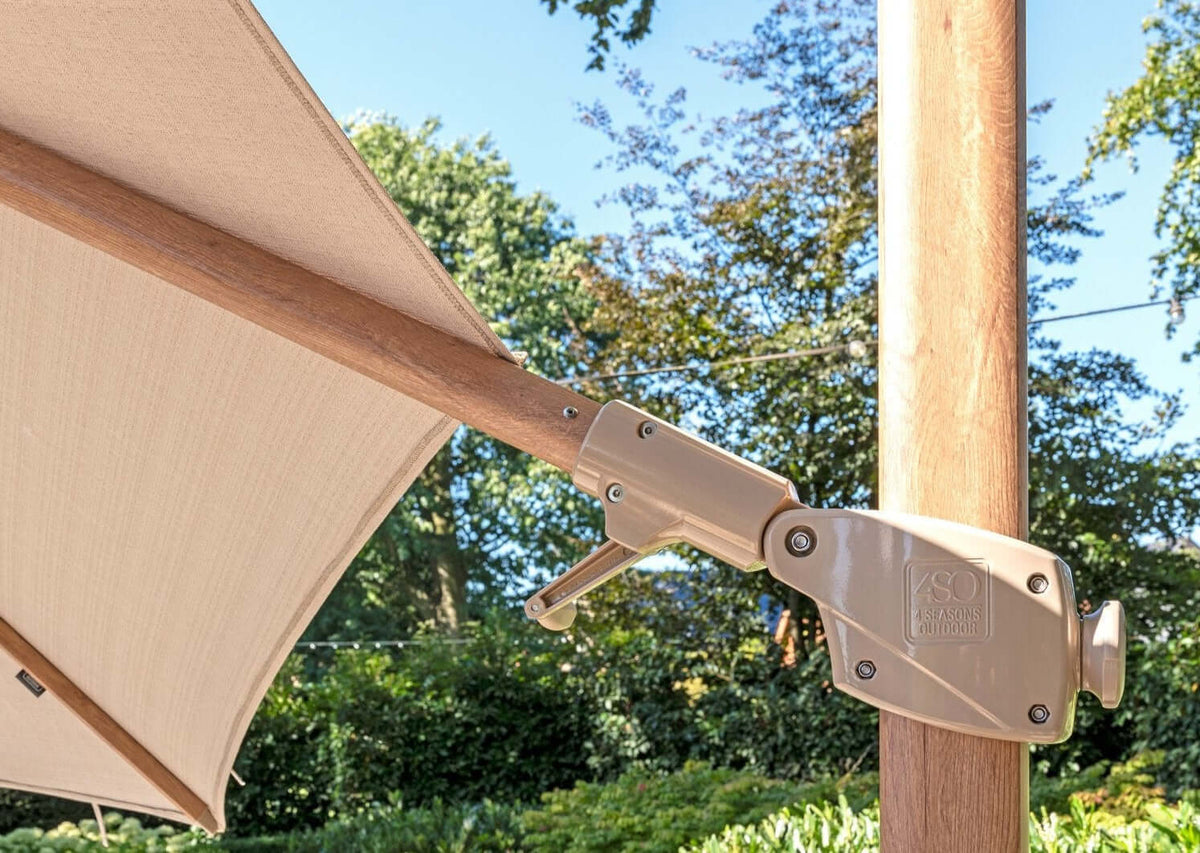 4Seasons Siesta Premium Cantilever Parasol 300x300cm - Woodlook Frame Sand Canopy