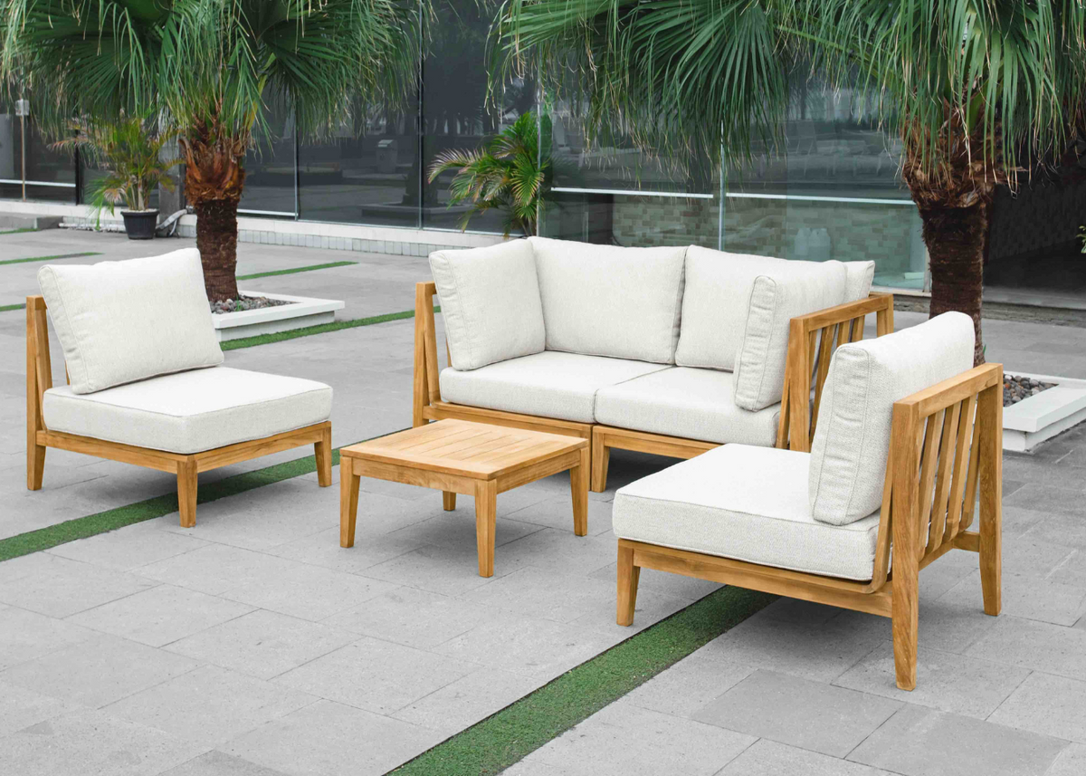 Belito Daan stoel-bank loungeset teakhout detail