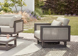 Comfortabele Apple Bee Santorini Rope loungeset met taupe kussens in een moderne tuinsetting.