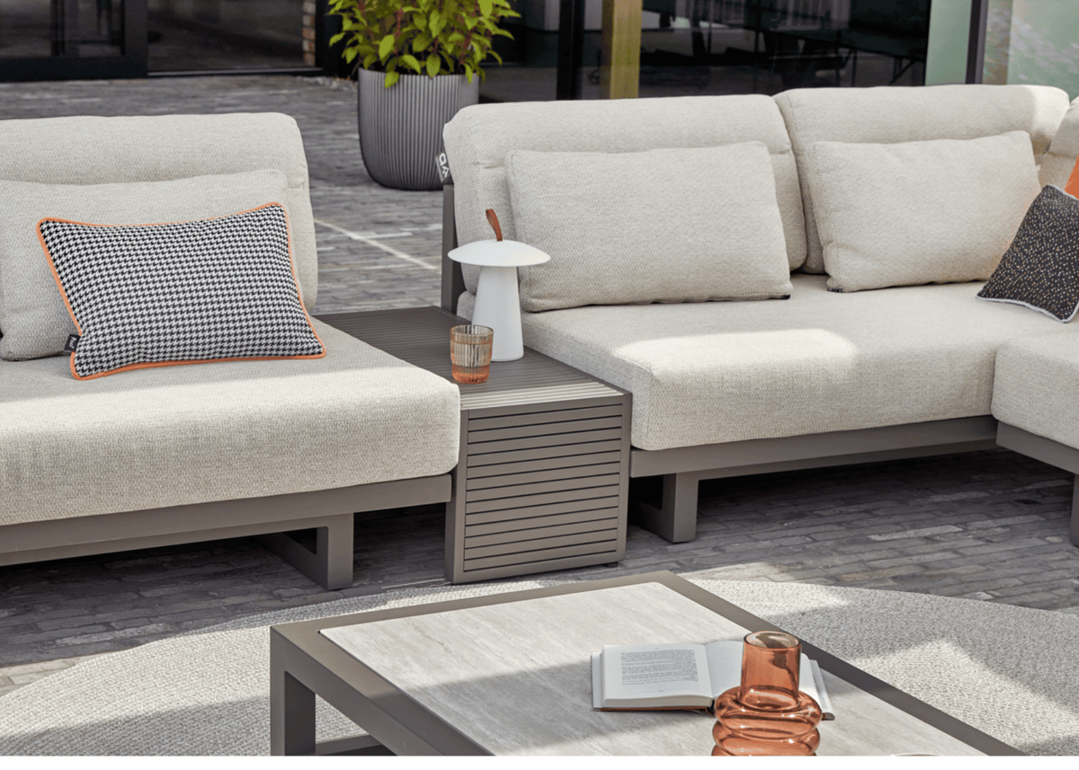 Apple Bee Santorini Bijzettafel | 81 x 40 x 34 cm | Taupe Aluminium
