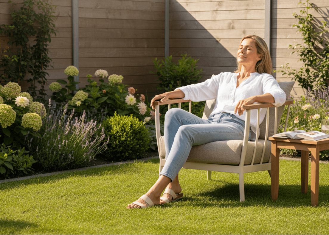 Apple Bee Condor loungestoel Oyster - detailfoto teakhout