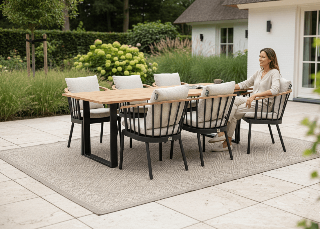 Apple Bee Condor Dining Set 240 x 95 cm | 7-piece | Black Aluminum