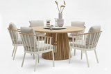 Apple Bee Condor/Belito Daan Tuinset 6-delig Oyster ronde tafel 150cm met 5 Condor stoelen