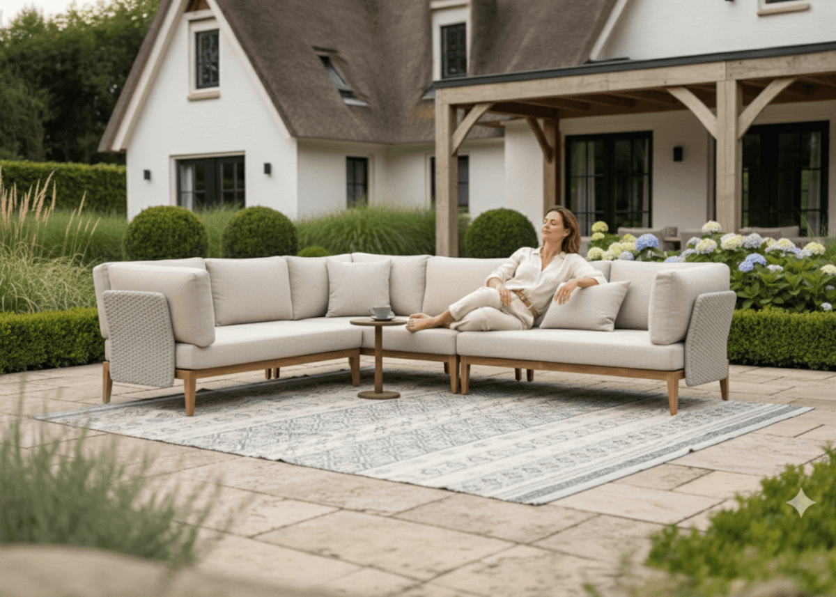 Apple Bee Lisa loungeset sfeerbeeld in nederlandse tuin