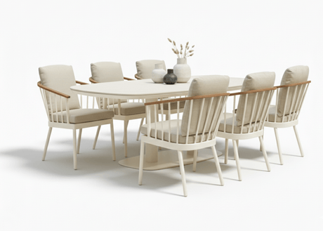 Apple Bee Condor Dining Tuinset 7-delig Oyster met Melville tafel 220cm en 6 Condor diningstoelen