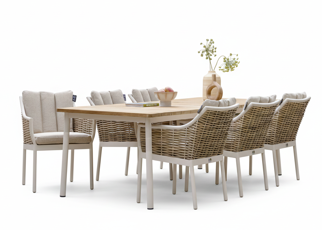 Apple Bee Milou Dining Set 7-piece No.3 | 240 cm Table | 6 Persons | Oyster