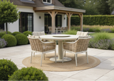Apple Bee Milou Dining Set 5-piece | Melville Ø140 cm Sintered Stone | 4 Oyster Chairs