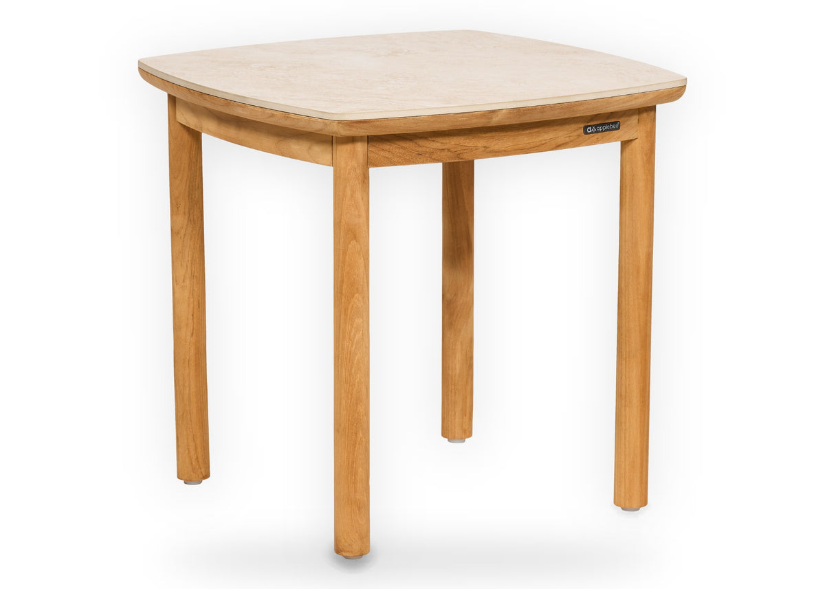 Apple Bee Grace bijzet tuintafel 52 x 52 x 50 cm teak met cream HPMS blad vrijstaand
