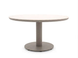 Apple Bee Melville dining tafel Ø140 cm in Sintered Stone Grey met taupe onderstel