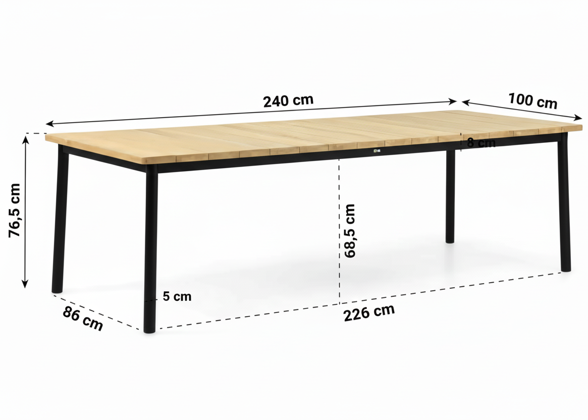 Applebee milou diningtafel zwart afmetingen
