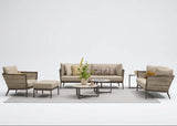Apple Bee Murni loungeset in Bronze aluminium en Sand rope op het terras