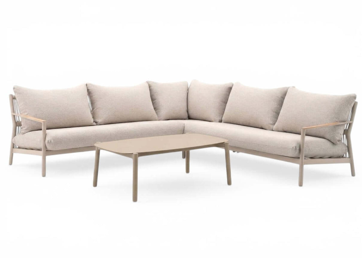 Belito Julia loungeset taupe met aluminium koffietafel