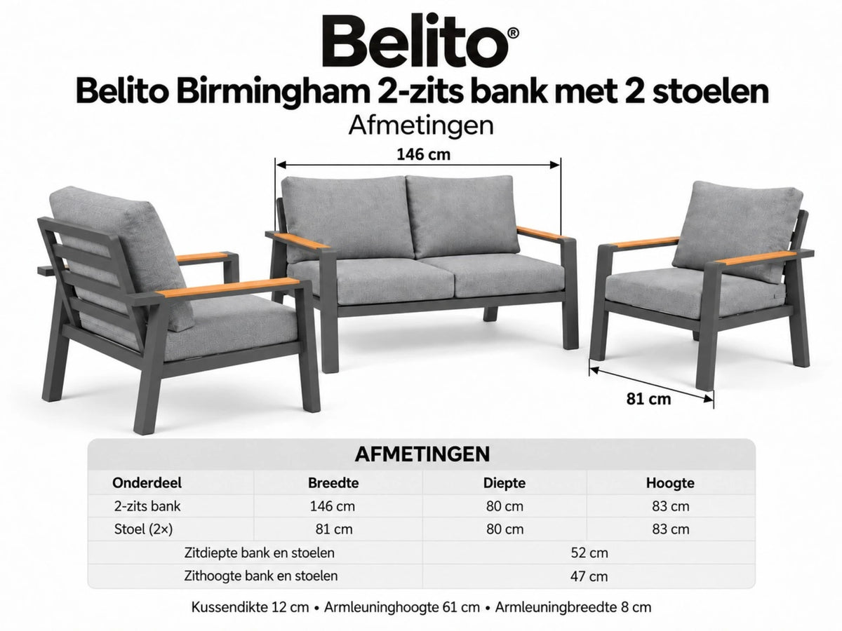 Aluminium-Stuhl-Sofa-Lounge-Set – Anthrazit – Belito Birmingham