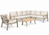 Belito Lotte Loungeset Hoekbank Nr. 5, Taupe Aluminium, 288 x 220 cm, 7-persoons met stoel