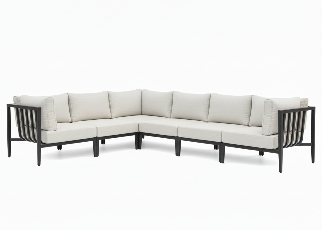 Belito Daan XL aluminium hoekbank Carbon Black voor 6 tot 7 personen