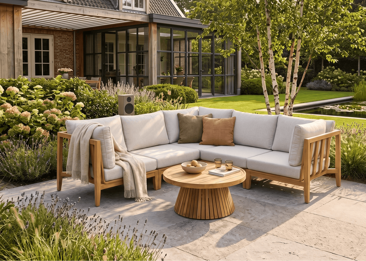 Belito Daan teak hoekloungeset 245x245 cm – symmetrische opstelling