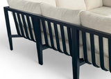 Belito Daan XL aluminium loungeset met ronde teakhouten tafels, achterzijde