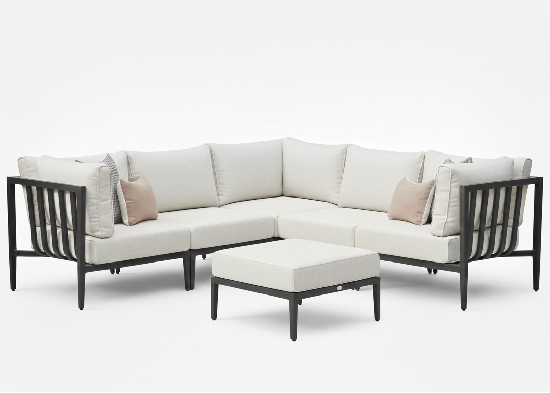 Belito Daan aluminium hoekloungeset Nr. 5 met ottoman (hocker)