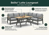 Belito Lotte Hoekbank antraciet met vaste hoge tafel 