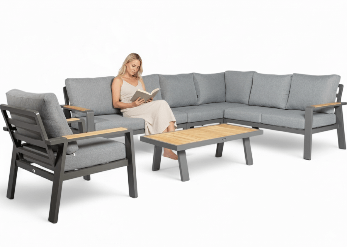 Aluminium-Lounge-Set-Ecksofa – Anthrazitfarbener Rahmen – 6 Personen – Belito Lotte