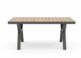 Aluminium Loungeset Hoekbank - Antraciet Frame - 5-delig - Belito Lotte - Hoge tafel met houten tafelblad.