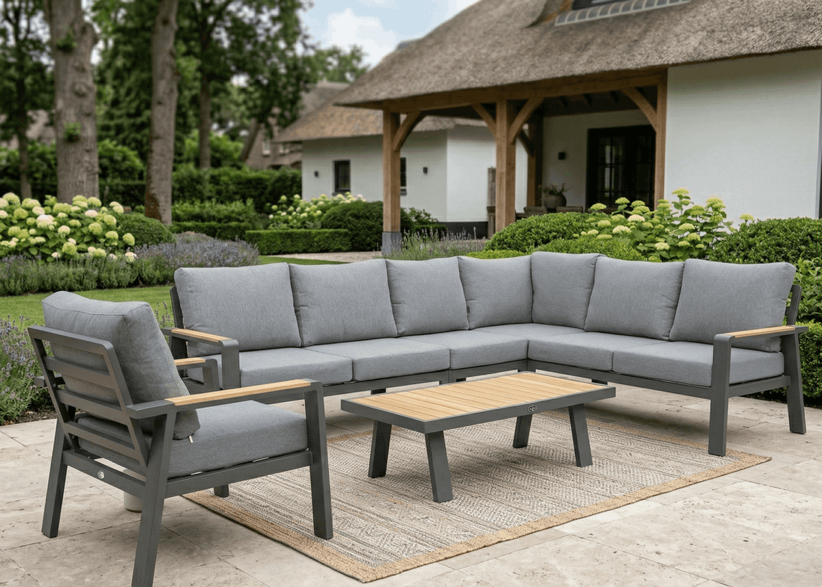 Belito Lotte Loungeset met loungestoel, sfeerfoto op terras