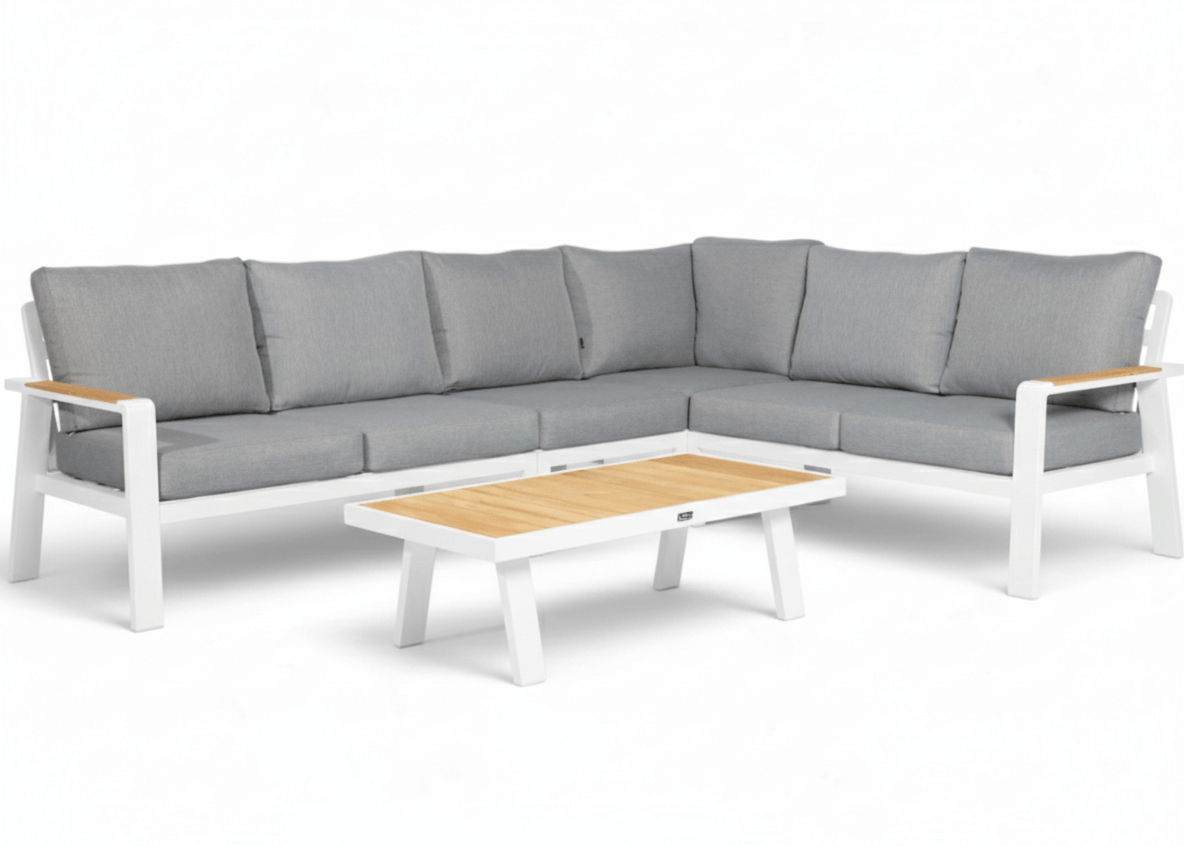 Belito Lotte hoekloungeset wit aluminium met grijze kussens