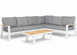 Belito Lotte hoekloungeset wit aluminium met grijze kussens